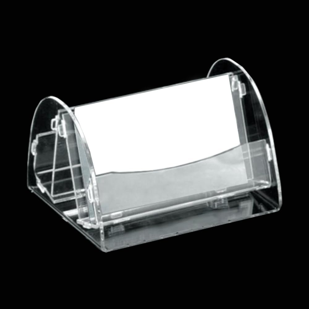 Set n. 10 pz. Porta biglietti da visita address dispenser contenitore espositore da tavolo scrivania in metacrilato trasparente in 3 modelli (N. 10 pezzi mod. Semiluna)