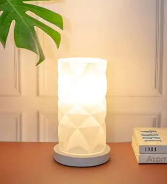 Dwell dapper Table lamp | Concrete Base lamp | Night lamp for Bedroom,Lamp for Living Room,Bedside Table for Home d?cor(Diamond Cut Design)