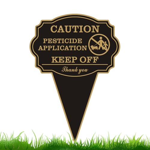 Caution Pesticide Application Double-Sided Sign with Stake 10x14 Aluminum Lawn Treatment Warning Keep Off Grass & No Pets Fade-Resistant Outdoor Yard Marker (P-A-KEEP-1PACK)