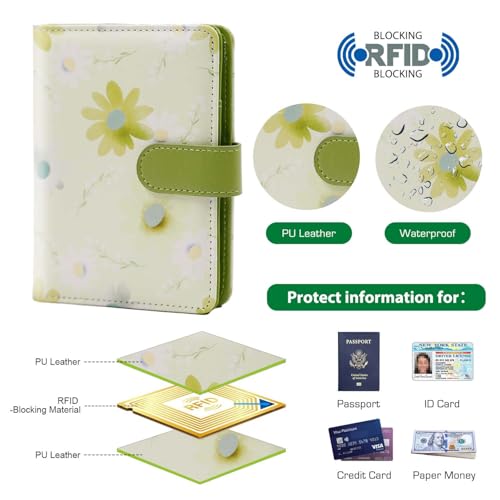 Image of Melsbrinna Rfid Passport Holder for Travel women /Men, Cute Passport Wallet Rfid Blocking Card Slots, Rfid Passport Cover /CaseTravel Wallet, Passport Book Holder (1, floral green a)