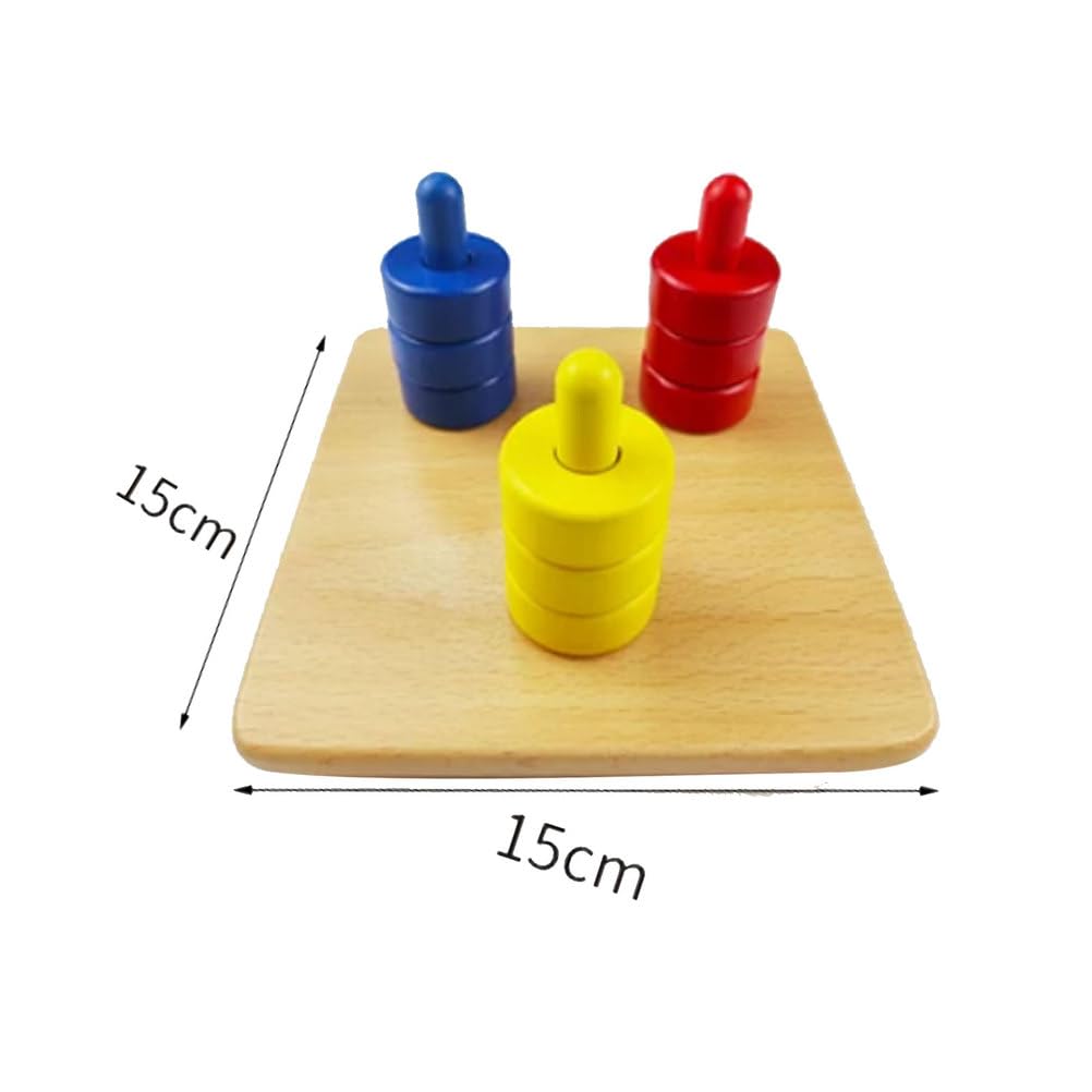 Juguete de apilamiento Montessori de madera con 3 colores para emparejar