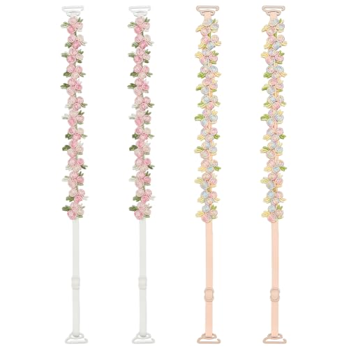 Image of FREEBLOSS 2 Pairs Decorative Bra Straps Adjustable Floral Bra Straps Replacement for Women Invisible Dress Strap, Multicolor