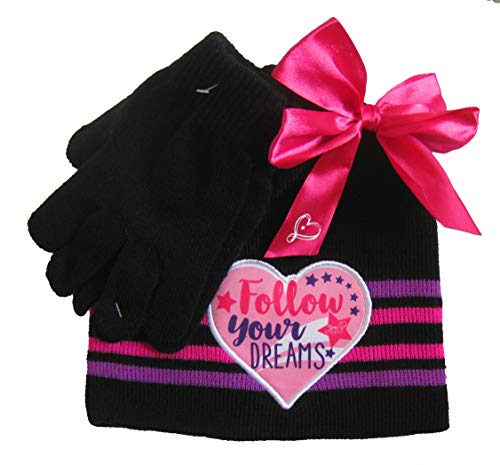 JoJo Siwa Bow Girls Kids Winter Hat Beanie Mittens Gloves 2 Piece Set
