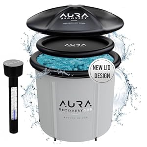 LARGE Ice Bath Tub-Portable Cold Plunge for Ultimate Water Therapy,Relaxing Plunge Bathtub,Spa for Ice Baths Soaking,Reinforced Material,Water-Repellent Lid for Recovery(Grey)