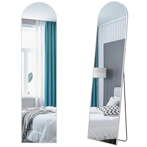 63×16 Mirror Full Length Floor HD Glass Aluminum Metal Frame Dressing Arch Mirrors Wall Mounted or Standing for Entryway Bedroom Living Room 63 16 inch Silver