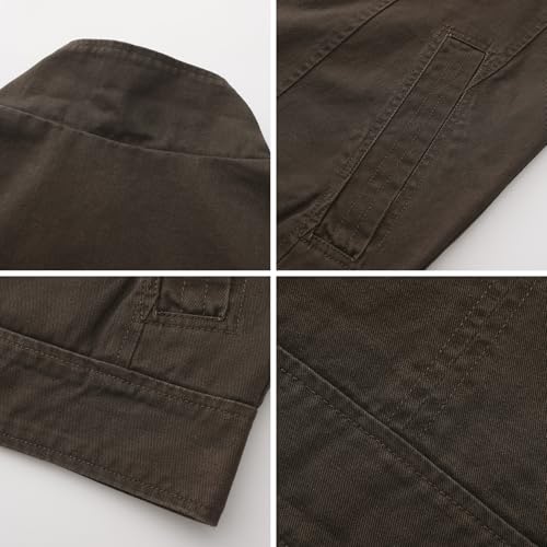 Image of Mens Casual Washed Cotton Military Jacket Warm Canvas Windbreaker