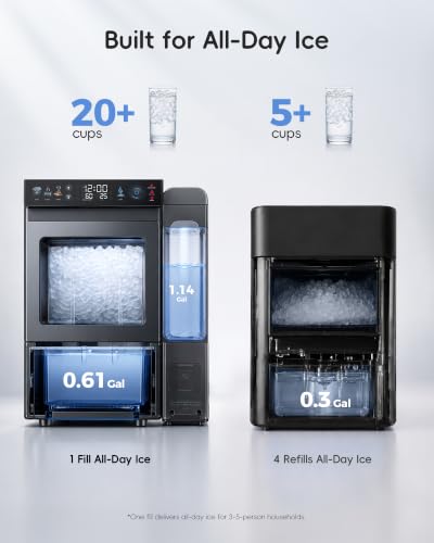 Image of ecozy Smart Nugget Ice Maker Countertop with 1.14 Gal Side Tank 40 lbs /Day
