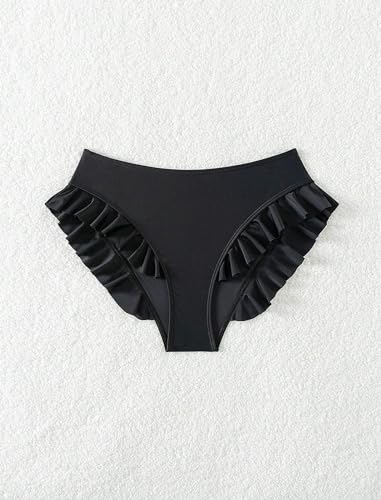 ZAFUL Women Mid Waist Bikini Bottoms Ruffles Full Coverage Swimsuit Bottom Swim Briefs Bathing Suit Bottoms4
