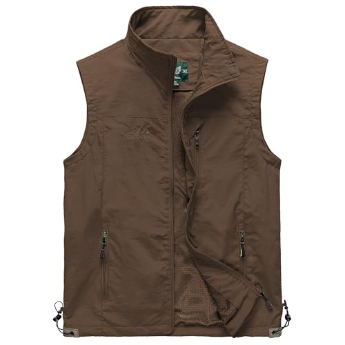 Image of Hixiaohe Mens Lightweight Vest Outerwear Casual Summer Outdoor Travel Vest for Hiking Fishing Golf Photo Work with Pockets