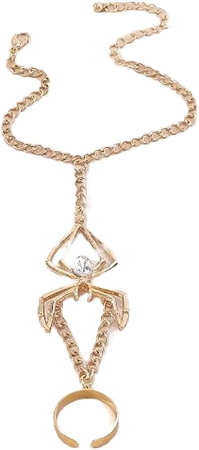 Azonee Spider Hand Jewelry Set, 2 Pcs Chain & Ring for Women, Unique Finger Ring Bracelet Harness for Parties and Events