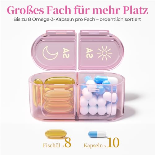 Betife Tablettenbox 7 Tage Morgens Abends, Pillendose Klein für Unterwegs – Ansicht 2