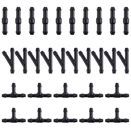 JIEYAO 30 Pcs Windshield Wipers Hose Connectors, 2-Way + 3-Way I/T/Y 3 Type Windshield Hose Kit Water Washer Pipe Adapter Universal Wiper Fluid Windscreen Jet Tubing for Universal Car Washer Nozzles