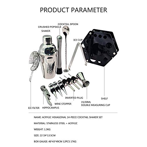 Kit bartender con 14 piezas coctelera acero inoxidable miniatura 5
