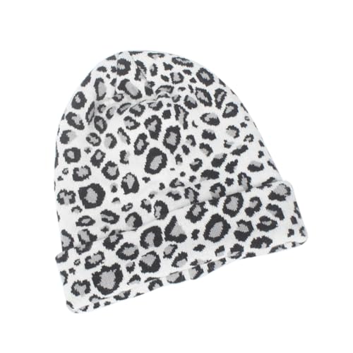 PRETYZOOM Chic Leopard Print Knitted Hat Warm Beanie Fashionable Knit Hat Suitable for Indoor and Outdoor