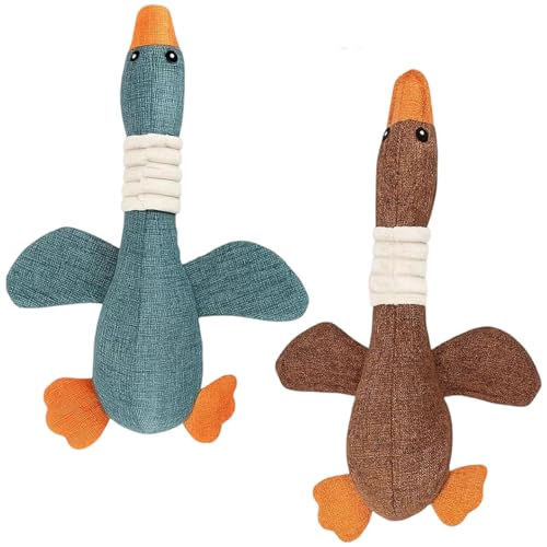 KOMEIYL 2Pcs Papera Antistress per Cani, Giochi con Squeak per Cani Peluche Anatra con Squeak per C-ani, Dog Indistruttibile, Resistenti Peluche per Dog Piccola e Media