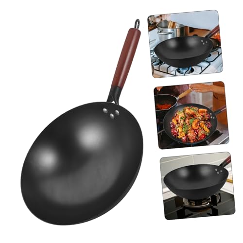 Wok chino con mango de madera antiadherente miniatura 7