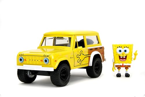 Jada Toys – Hollywood Rides 1:24 Scale Die-Cast 1972 Ford Bronco with Spongebob Figure – Opening Doors, Hood, Trunk, Rubber Tires – Collectible...