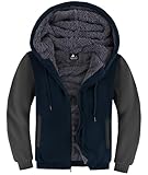 Veste à capuche en polaire : cette veste à fermeture éclair pour homme est dotée d'une capuche avec cordon de serrage réglable, d'une fermeture à glissière, de poignets et d'un ourlet côtelés, elle est coupe-vent et chaude, vous gardant au chaud en hiver et à l'extérieur.