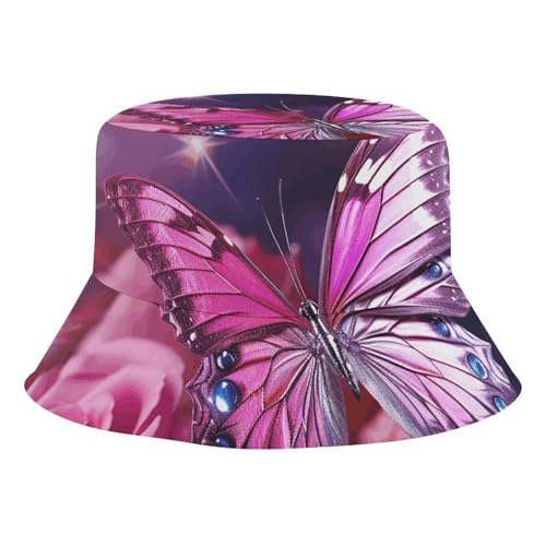 20.5in Fisherman Hats Butterfly Sun Hat for Men Women Bucket Hat Boonie Cap Travel Summer Beach Hats Black