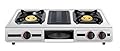 CAMPLUX 3 Burner Propane Gas Cooktop Stove with Grill Plate, 26,000 BTU Stainless Steel Triple Burner Propane Cooktop for Indoor & Outdoor Kitchen Cooking with CSA Regulator, Estufa de Gas Portatil