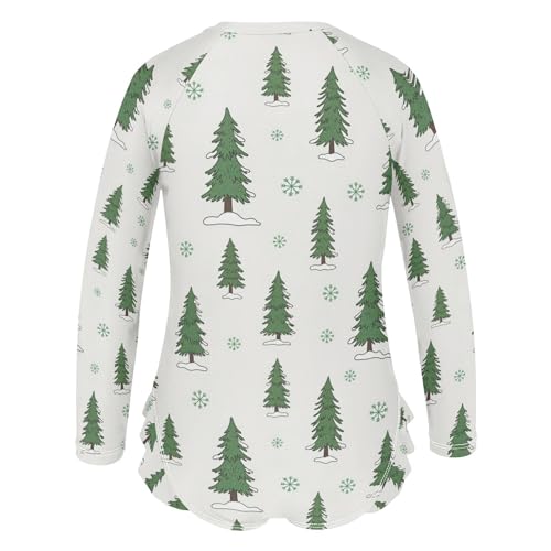 Winter Trees Snow Pattern Girls Rash Guard Swimsuits Long Sleeve One Pieces Bathing Suit UPF 50+ Zipper Swimwear3