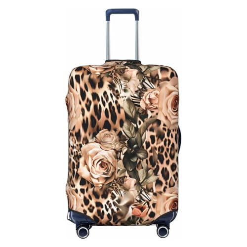 Rose Leopard Print Luggage Cover Washable Elastic Suitcase Cover Anti-Scratch Travel Luggage Protector Covers for Kids Adult M fits 22-24 inch Suitcase