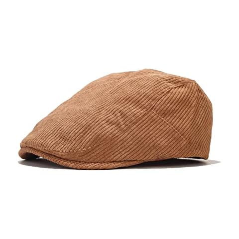 IHAUIUE Corduroy Newsboy Cap Solid Color Gatsby Hat Classic Irish Hats Snap Cabbie Flat Caps, Camel, Large Cover