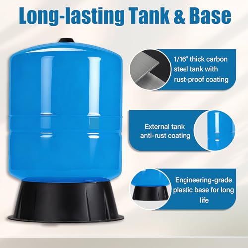 image for ELEVZO Water Pressure Tank For Well Systems, Vertical Pressurized Tank
