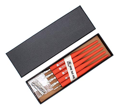 Hillento conjunto pluma de caligrafía, 5 titulares de la pluma de plástico se encarga de plumas de caligrafía gótica de inmersión con 10 puntas, ideal para cómica/caligrafía, roja