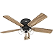 Hunter Fan 52 inch Low Profile Matte Black Finish Indoor Ceiling Fan with LED Light Kit and Pull Chain (Renewed)