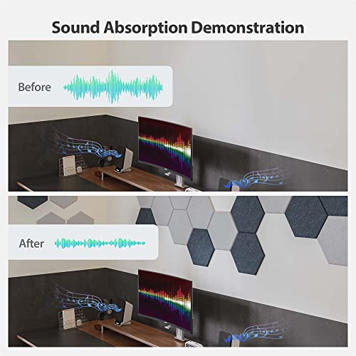 Image of 12 Pack Hexagon Acoustic Panels Self Adhesive Sound Proof Foam(Black)
