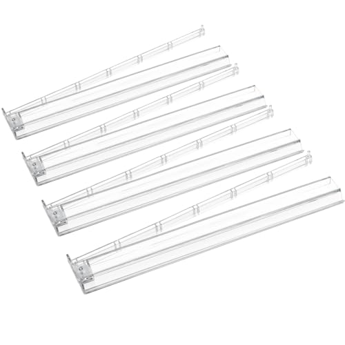 GUSTARIA Mahjong All-in-One Tile Rack & Pusher, Clear Acrylic Mahjong Rack and Pusher Combo, Modern American Mahjong Tile Racks, Set of 4, White