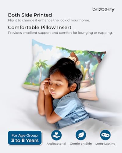 Image of Brizberry Kids Pillow Cushion with Super Soft Fabric | Animal & Cartoon Prints | 12x18 inches (Design 26)
