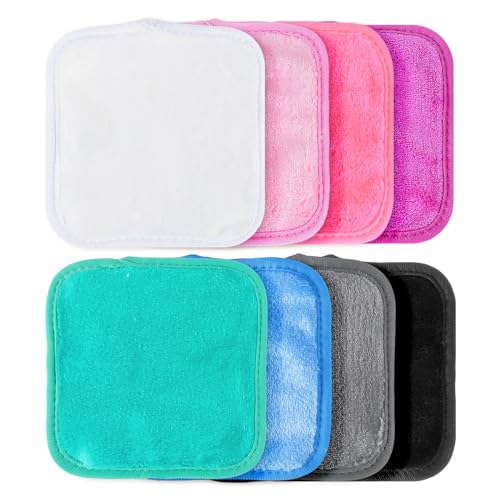 8 Pack Reusable Makeup Remover Pads,Makeup Remover Cloth,Microfibre Face Cloth,Cleaning Cloths for Face,5.9 x 5.9 inch