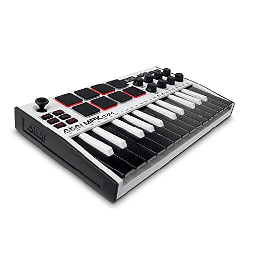 Akai Professional MPK Mini MK3 - Teclado Controlador MIDI USB de 25 Teclas con 8 Drum Pads, 8 Perillas, Software de Producción Musical y Native Instruments Sound Package (NKS Integration), Blanco | Ya disponible en tu tienda friki favorita! En mundofriki.es!