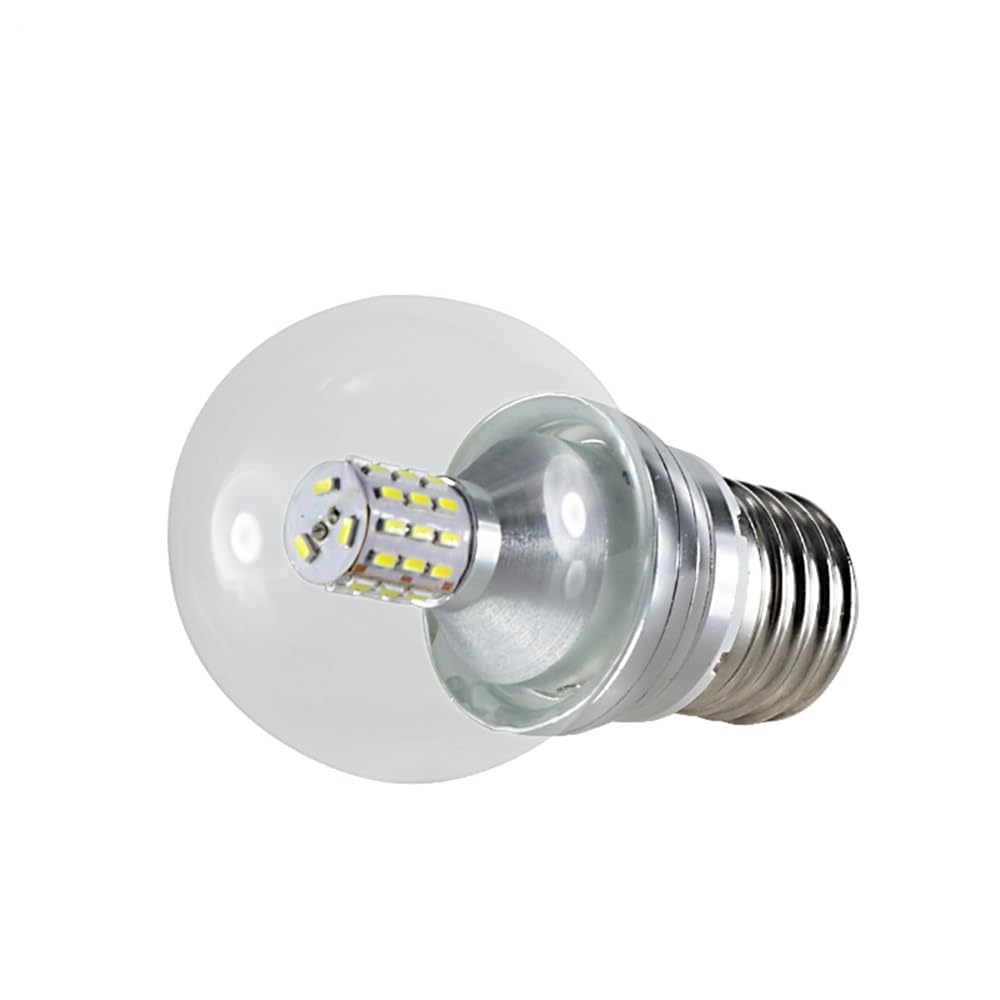YSJX luces de amplio voltaje, Paquete de 5 bombillas LED esféricas de cristal con forma de burbuja, E14/E27, 4 W, CA 86-265 V, 360 grados(E27 Warm White)