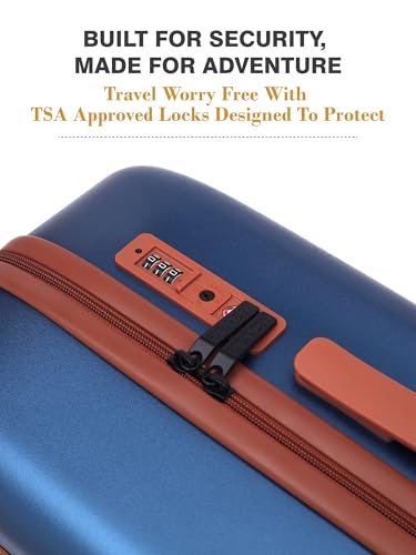Image of FUR JADEN The Wayfarer Polycarbonate Travel Luggage Suitcase with 8 StealthTech Silent Shock Absorbing Wheels, TSA Lock & Aviation Grade Telescopic Trolley (Cobalt Navy, Cabin + Medium)
