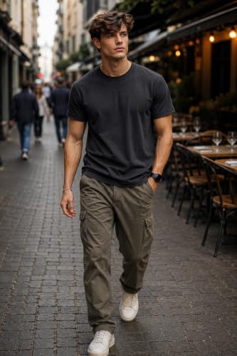 Image of INKKR Men's Solid Round Neck Half Sleeve Classic Cotton Bio-wash T-Shirt | Crew Neck Cotton Tshirt for Men