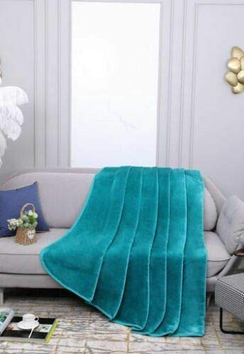 OBS Luxury Faux Throw Fleece Blanket Double King Size Modern Sofa Bed Chair Mink Throws (Teal, Double 150 x 200)