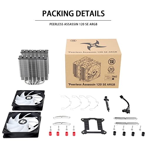 Thermalright Peerless Assassin 120 Se Argb Cpu Air Cooler, 6 Heat Pipes Cpu Cooler, Dual 120Mm Tl-C12C-S Pwm Fan, Aluminium Heatsink Cover, Aghp Technology, For Amd Am4/Am5 Intel 1700/115X/1200 #TOP5