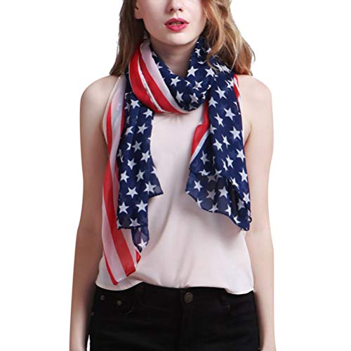 TENDYCOCO Écharpe de Mode pour Femmes Léger 4 Juillet Accessoires Foulard Drapeau Américain Multifonctionnel Cover