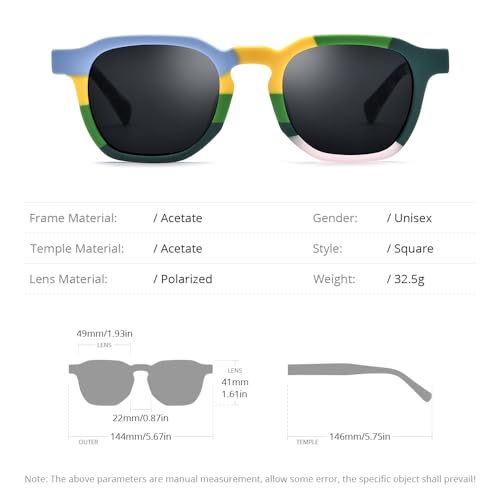 HEPIDEM Matte Acetate Vintage Retro Square Polarized Sunglasses for Men UV400 UV Protection Sun Glasses3