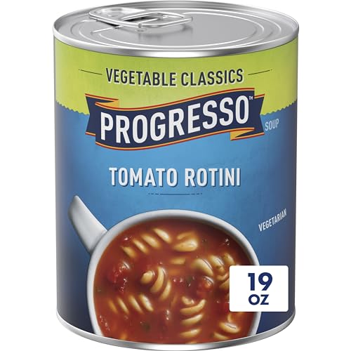 Image of Progresso Vegetable Classics Tomato Rotini Canned Soup, 19 oz. | Curly rotini pasta in tomato base, Vegetarian, No artificial flavors, No colors from artificial sources