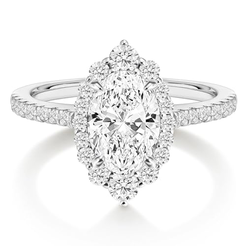 EAMTI 3CT Engagement Rings Oval Cut Cubic Zirconia CZ Wedding Promise Rings for Her Wedding Bands for Women Travel Silver Ring White Gold Plated Size 6