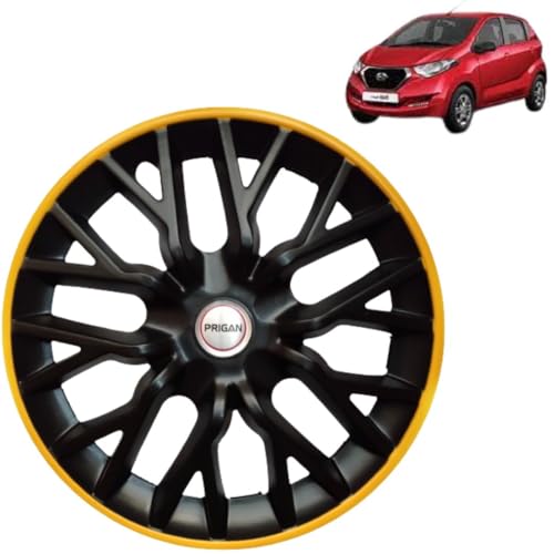 Image of PRIGAN REDI GO Black Yellow Wheel Cover 13 inch for -REDI GO (Set of 4 Pcs) (Press Fitting) Model- gtline,by13