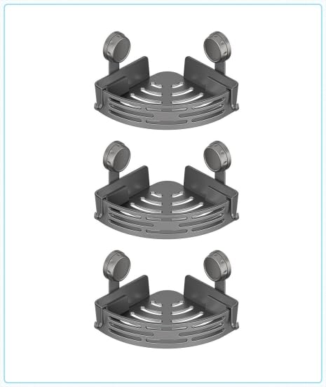 Corner Shower Caddy Storage Rack for Bathroom Kitchen No Drilling Adhesive Suction Cup Removable Hooks Ideal Suction Cup