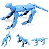 (Assembly Completed) Titan13 Action Figure Set, Robot Dog Action Figure 3D Printed Robo Dogs, Multi-Joint Movable Robot Dogs, Dummy Dog Gift for Collectors Desktop Decorations (Light Blue)
