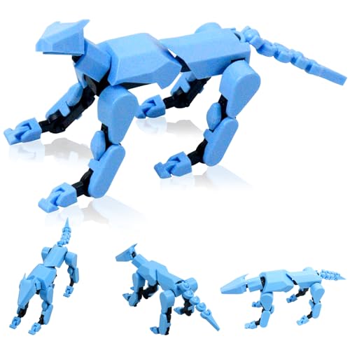 (Assembly Completed) Titan13 Action Figure Set, Robot Dog Action Figure 3D Printed Robo Dogs, Multi-Joint Movable Robot Dogs, Dummy Dog Gift for Collectors Desktop Decorations (Blue)