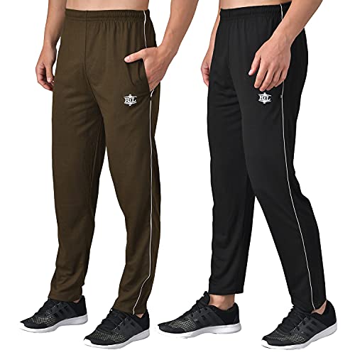 Image of eKools� Plain Trackpants for Men | Plain Trackpants | Basic Trackpants | Two Side Pockets with One Zip Pocket for Phone | 100% Cotton | Men's Trackpants (Pack of 2)