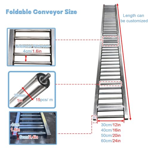 Extra langes, leichtes, zusammenklappbares Förderband (90 cm) – 50 cm breiter Materiallader und -entlader für effiziente Warenhandhabung, Transportlösungen, Lagerausstattung, Schwerlasteinsa